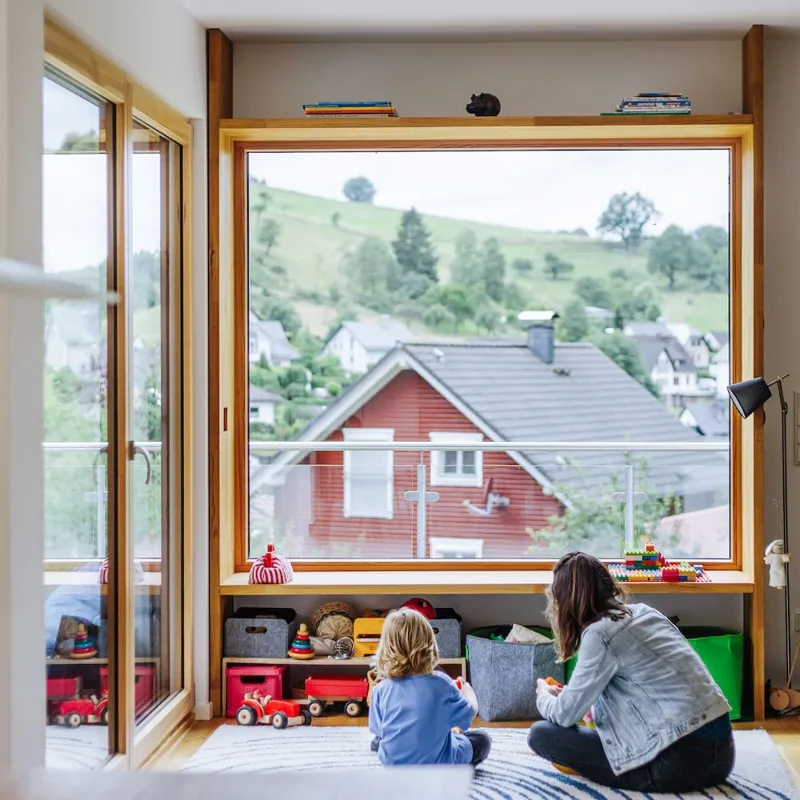 Holz-Alu-Fenster Wohnzimmer
